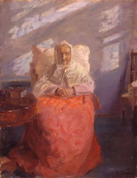 Anna Ancher Mrs Ane Brndum in the blue room